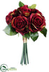 Silk Plants Direct Rose Bouquet - Burgundy Green - Pack of 6