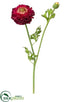 Silk Plants Direct Ranunculus Spray - Burgundy Green - Pack of 6