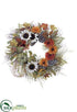 Silk Plants Direct Sunflower, Pumpkin, Pine Cone Wreath - Rust Green - Pack of 2
