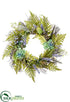 Silk Plants Direct Lavender, Succulent, Fern Wreath - Lavender Green - Pack of 2