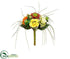 Silk Plants Direct Ranunculus, Hydrangea, Succulent Bouquet - Yellow Orange - Pack of 6