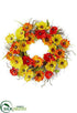 Silk Plants Direct Poppy Wreath - Yellow Orange - Pack of 4