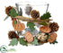 Silk Plants Direct Pine Cone, Leaf,  Pumpkin Candleholder - Brown Orange - Pack of 6