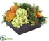 Silk Plants Direct Bromeliad, Protea Arrangement - Green Orange - Pack of 1