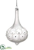 Silk Plants Direct Glass Teardrop Ornament - Frosted - Pack of 4
