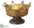 Silk Plants Direct Fleur-De-Lys Crown Container - Gold Antique - Pack of 1