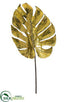Silk Plants Direct Metallic Monstera Leaf Spray - Gold Antique - Pack of 12