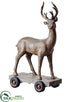 Silk Plants Direct Reindeer on Cart - Brown Antique - Pack of 2