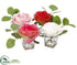 Silk Plants Direct Rose in Glass Vase - Assorted - Pack of 8