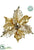 Metallic Poinsettia With Clip - Gold Two Tone - Pack of 24
