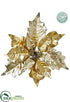 Silk Plants Direct Metallic Poinsettia With Clip - Gold Two Tone - Pack of 24