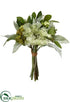 Silk Plants Direct Cabbage, Sedum, Lamb's Ear Bouquet - Green Two Tone - Pack of 6