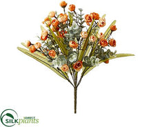 Mini Ranunculus, Eucalyptus Bush - Orange Two Tone - Pack of 12