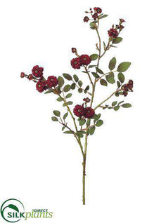 Pompon Rose Spray - Burgundy - Pack of 6