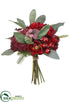 Silk Plants Direct Hydrangea, Pod, Skimmia, Pine Bouquet - Burgundy - Pack of 6