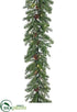 Silk Plants Direct White Spruce Garland With 50 Leds Lights And Pine Cone - Green Dusty - Pack of 2