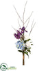 Silk Plants Direct Hydrangea, Rose, Lilac Drop - Blue Purple - Pack of 6