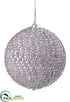 Silk Plants Direct Sequin Ball Ornament - Silver Lavender - Pack of 6