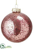 Silk Plants Direct Beaded Glass Ball Ornament - Mauve - Pack of 6