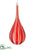 Glass Teardrop Ornament - Red Clear - Pack of 6