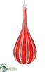 Silk Plants Direct Glass Teardrop Ornament - Red Clear - Pack of 6