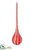 Silk Plants Direct Glass Teardrop Ornament - Red Clear - Pack of 3