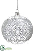Silk Plants Direct Glass Ball Ornament - White Clear - Pack of 4