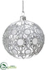 Silk Plants Direct Galss Ball Ornament - White Clear - Pack of 4