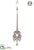 Rhinestone Drop Ornament - Silver Clear - Pack of 6