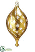 Silk Plants Direct Glass Swirl Finial Ornament - Gold Clear - Pack of 6