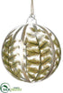 Silk Plants Direct Fern Glass Ball Ornament - Green Clear - Pack of 6