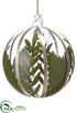 Silk Plants Direct Tropical Leaf Glass Ball Ornament - Green Clear - Pack of 6