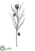 Silk Plants Direct Glittered Skull Twig Spray - Pewter - Pack of 8