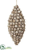 Silk Plants Direct Acorn Finial Ornament - Beige Whitewashed - Pack of 12