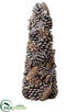 Silk Plants Direct Glittered Pine Cone Topiary - Brown Whitewashed - Pack of 2