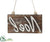 Noel Sign Ornament - Brown Whitewashed - Pack of 8