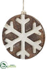 Silk Plants Direct Snowflake Ornament - Brown Whitewashed - Pack of 8