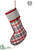 Plaid, Fishbone Pattern Stocking - Red Gray - Pack of 6