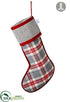 Silk Plants Direct Plaid, Fishbone Pattern Stocking - Red Gray - Pack of 6