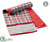 Plaid, Fishbone Pattern Table Runner - Red Gray - Pack of 6