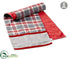 Silk Plants Direct Plaid, Fishbone Pattern Table Runner - Red Gray - Pack of 6