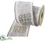 Silk Plants Direct Snowflake Embroidered Ribbon - White Gray - Pack of 6