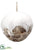 Snowed Feather Ball Ornament - White Gray - Pack of 4