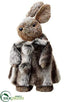 Silk Plants Direct Glittered Sitting Bunny With Fur Coat - Brown Gray - Pack of 2