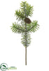Silk Plants Direct Norway Spruce Spray With Pine Cone - Green Gray - Pack of 12