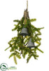 Silk Plants Direct Pine Door Swag With Bells - Green Gray - Pack of 2