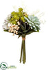 Silk Plants Direct Hydrangea, Succulent Bouquet - Green Gray - Pack of 6