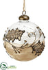 Silk Plants Direct Glass Holly Leaf Ball Ornament Linen - Bronze - Pack of 6