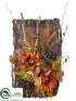 Silk Plants Direct Sunflower, Lotus Pod, Artichoke Wall Piece - Fall - Pack of 4
