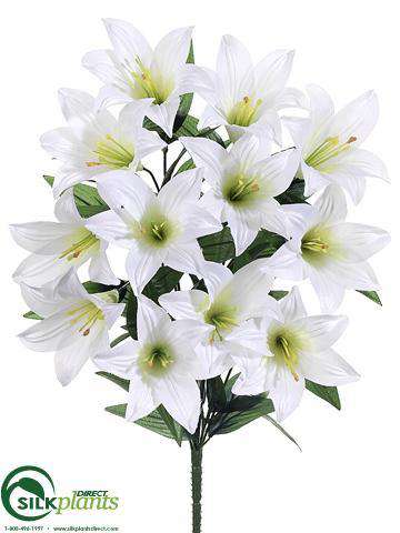 artificial white easter lilies Silk Plants Direct Easter Lily Bush - White
